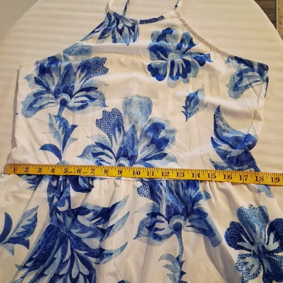 Blue And White Floral Maxi Dress Size Large - Picture 8 of 11